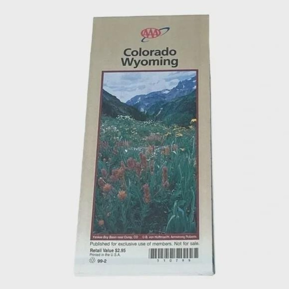 AAA Colorado Wyoming Map Vintage 1999‎